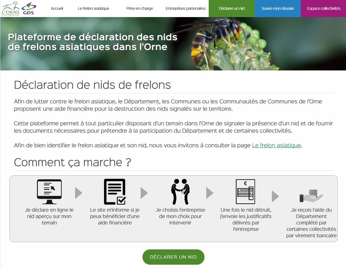 Plateforme de déclaration des nids ©CD61