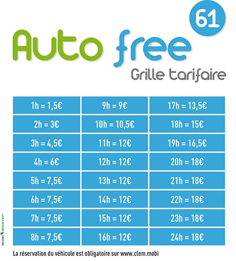 Tarifs d'Autofree 61 - ©CD61 Tarifs d'Autofree 61 - ©CD61