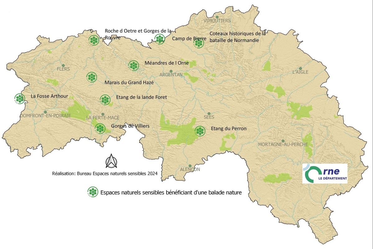 Carte des balades dans les ENS en octobre 2024 ©CD61 Carte des balades dans les ENS en octobre 2024 ©CD61