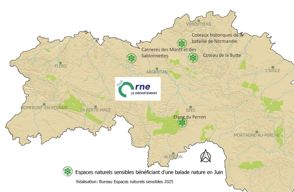 Carte des ballades dans les Espaces Naturels Sensibles juin 2025 ©CD61 Carte des ballades dans les Espaces Naturels Sensibles juin 2025 ©CD61