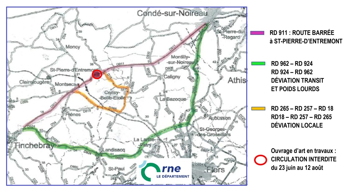 Plan déviation travaux ©CD61 Plan déviation travaux ©CD61