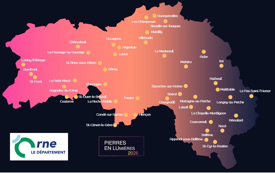 Carte des événements de Pierres en Lumières 2026 ©CD61