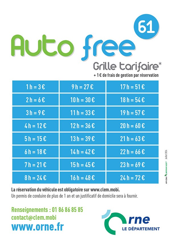 Tarifs d'Autofree 61 - ©CD61