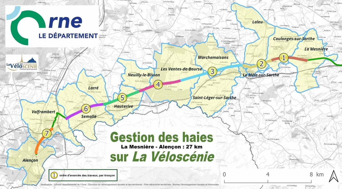 Carte des travaux sur la voie verte entre La Mesnière et Alençon ©CD61