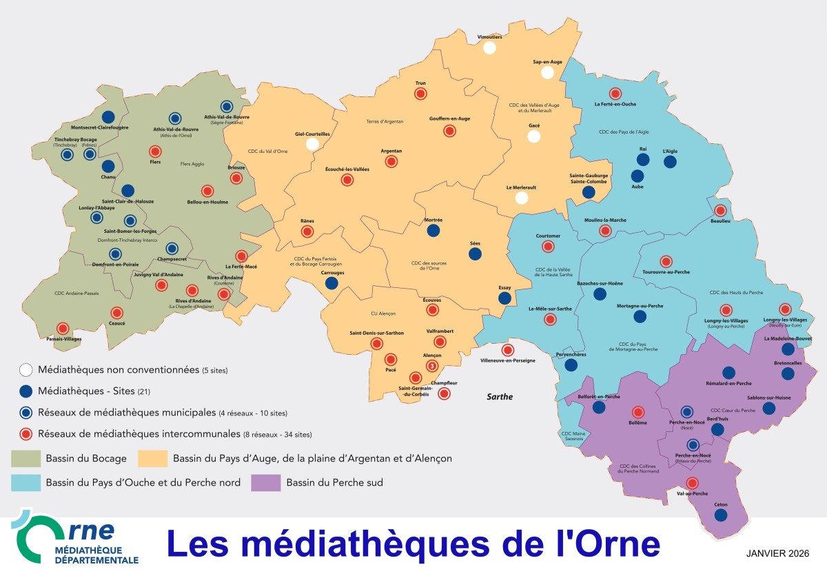 Carte des médiathèques de l'Orne