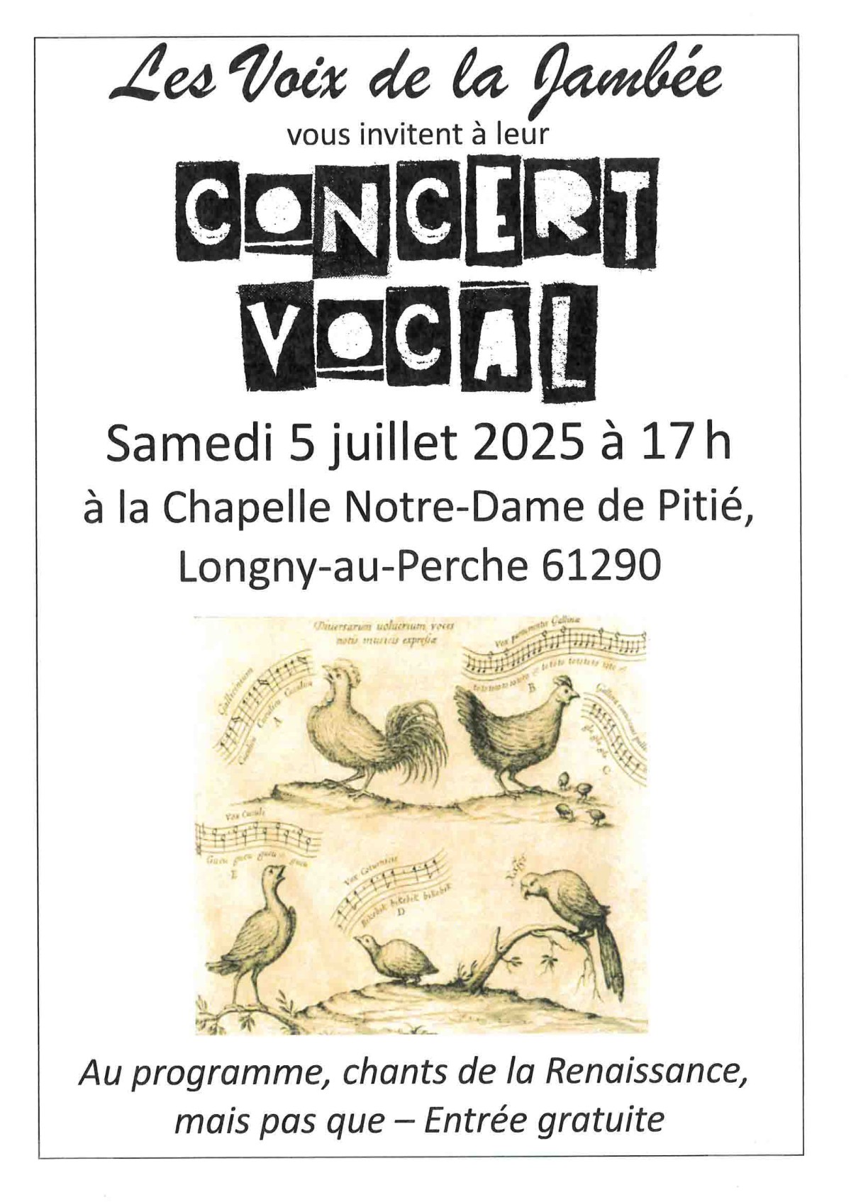 Concert Renaissance Longny 5 juillet | ©Les Voix de la Jambée Concert Renaissance Longny 5 juillet | ©Les Voix de la Jambée