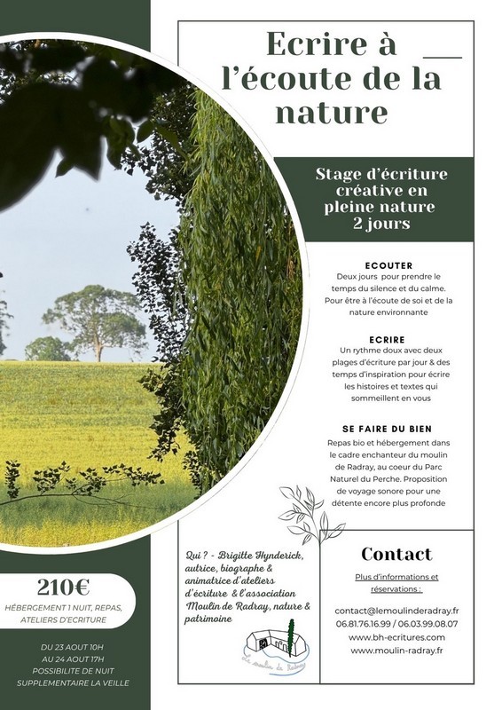 23 et 24 août stage écriture radray | Le Moulin de Radray