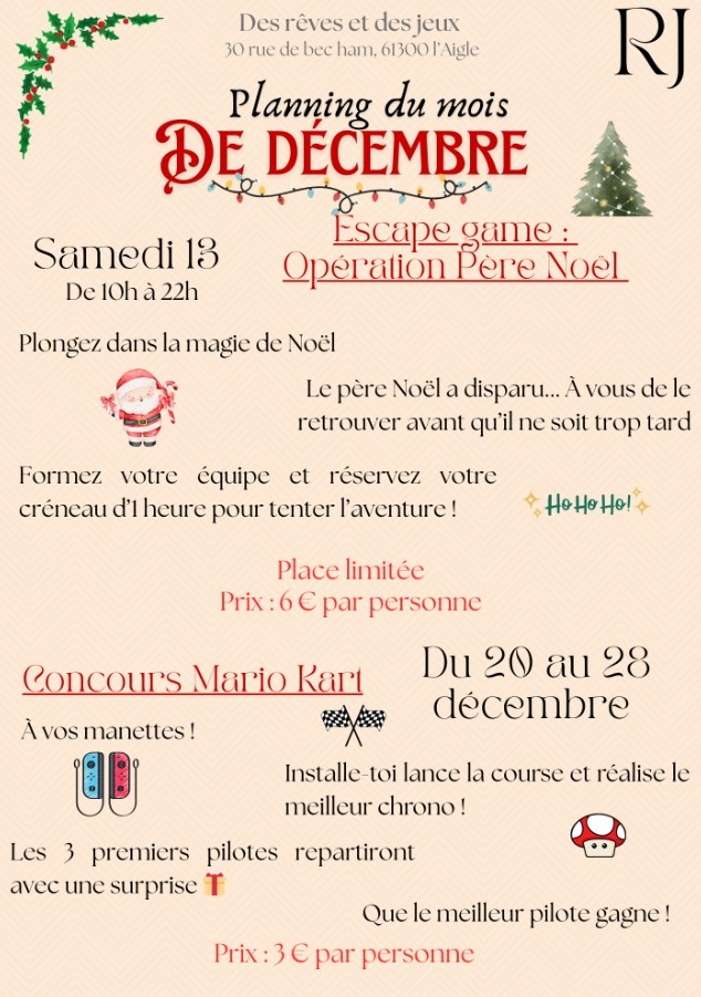 décembre  | des reves et des jeux