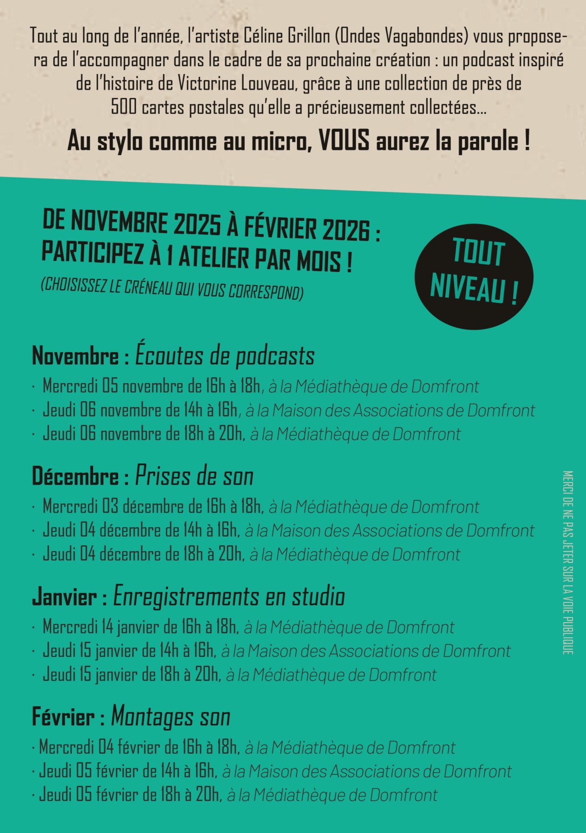 FLYER_Ateliers-podcast-Victorine2-scaled | ©serviceculturedomfront