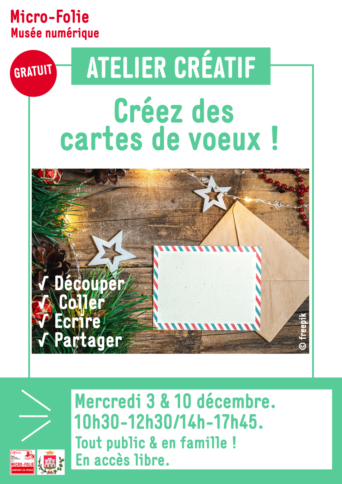 MF-Template-Affiche atelier-format A4 - ATELIER CARTES POSYALES DECEMBRE 2025 | ©microfolie