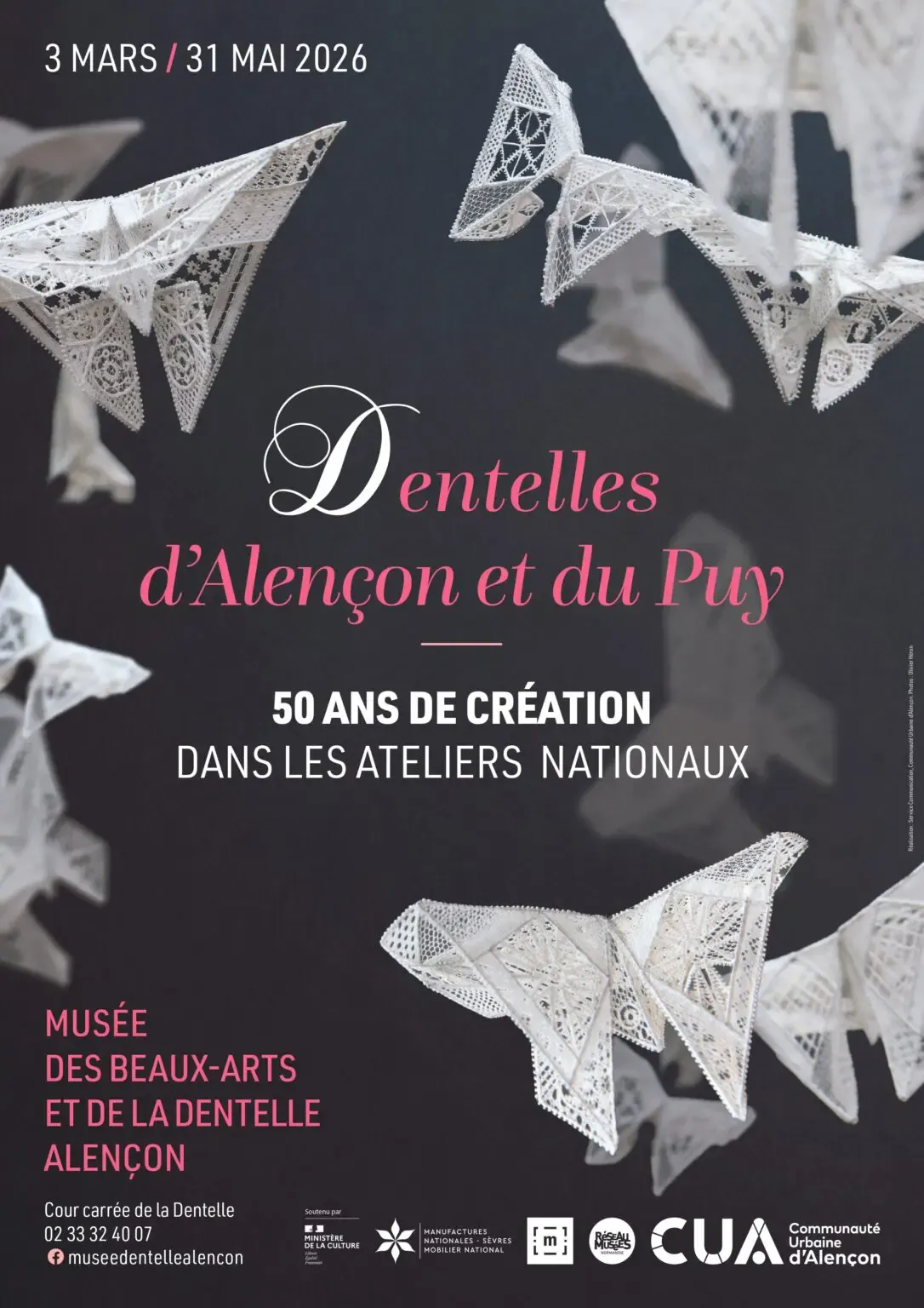 3 marsd au 31 mai Affiche Expo temporaire Dentelles d'Alençon et du Puy | Musée des Beaux Art et de la Dentelle d'Alençon