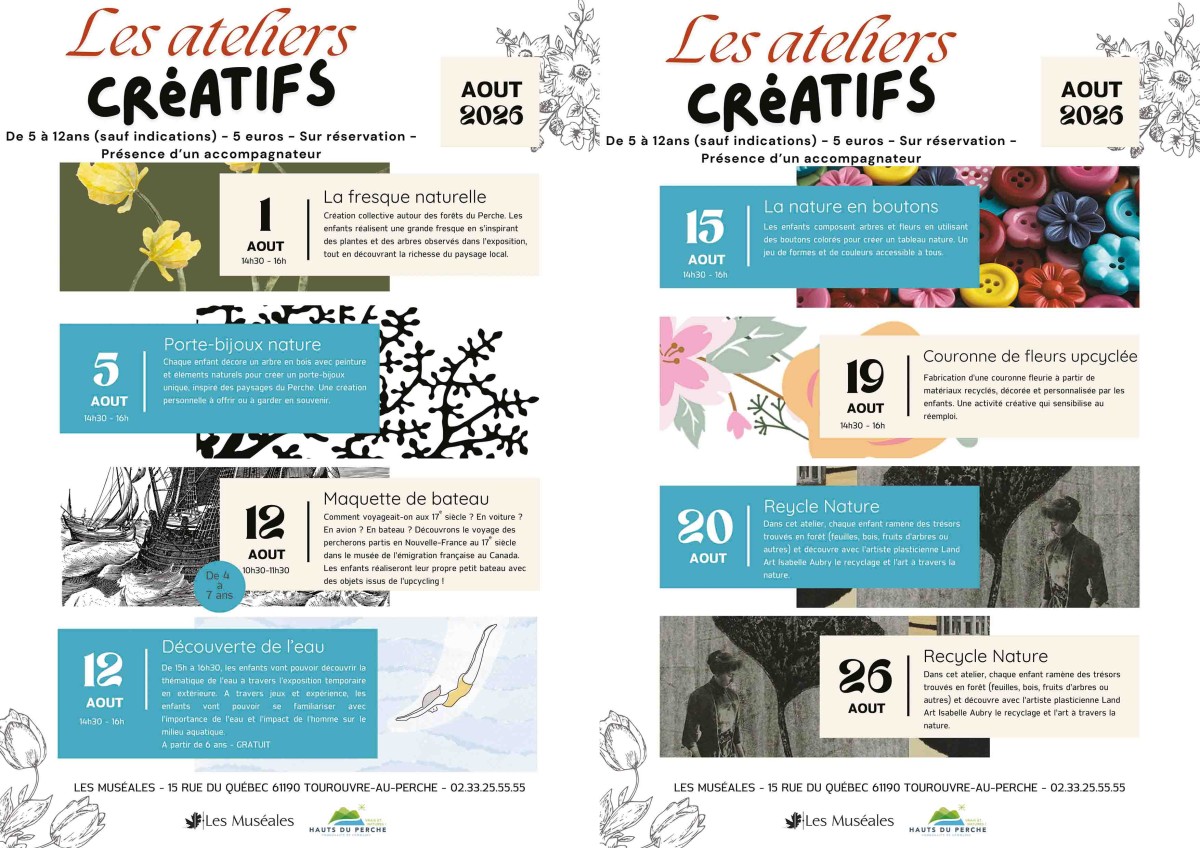 Ataliers creatifs aout 2026 | ©LesMuséales