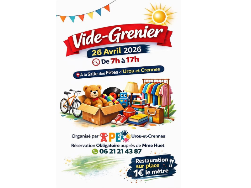 Vide-grenier APE Urou-et-Crennes 6-8 | APE Ecole d'Urou-et-Crennes