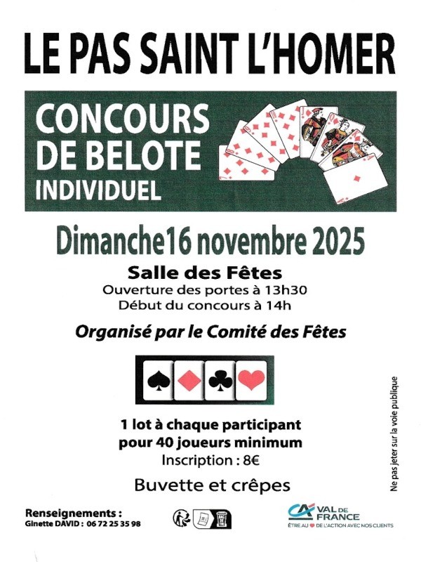 Concours de Belote Le Pas St L'homer | ©Comité des Fêtes du Pas St L'homer