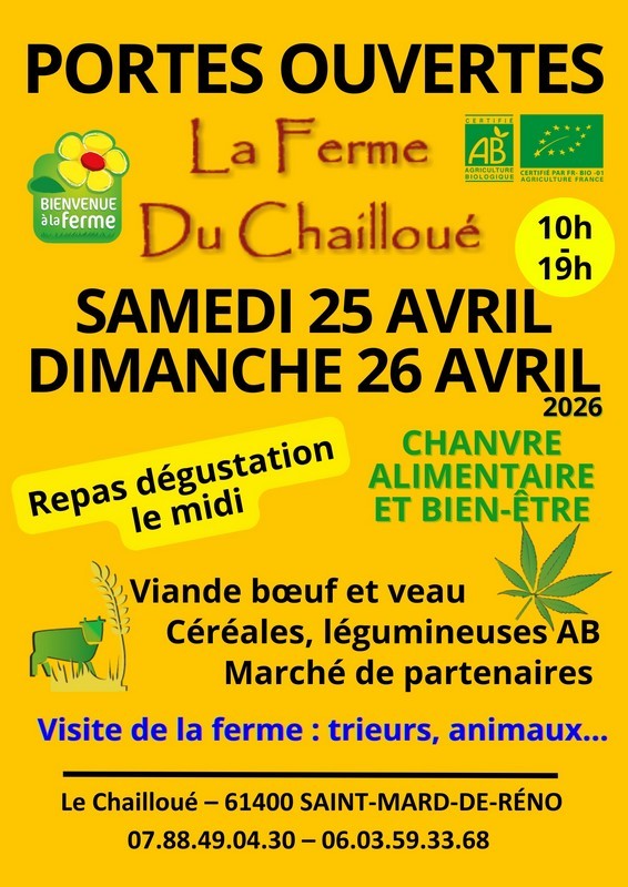 25 et 26 avril portes ouvertes ferme du chailloué | ferme du chailloué
