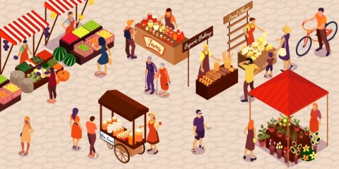 Marché du terroir au Bourg-Saint-Léonard | Macrovector_freepik