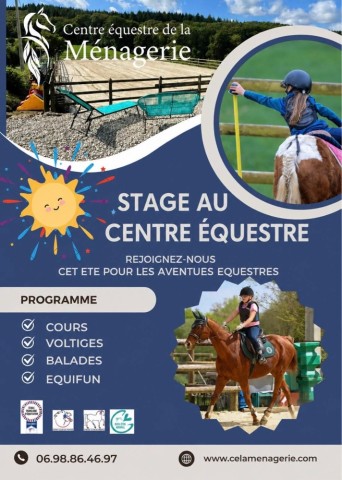 AFFICHE STAGE ETE juillet - août 2026 | Centre équestre de la Ménagerie