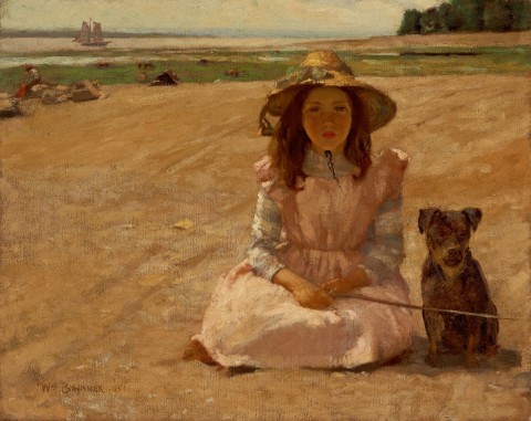 Septembre - William Brymner – Fillette et son chien – Domaine public | W. Brymmer, fillette et son chien