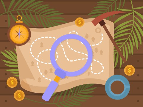 Treasure Hunt Composition | .Treasure hunt flat composition