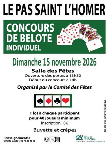 affiche belote le pas 2026-compressed | ©Comité des Fêtes du Pas Saint L'Homer